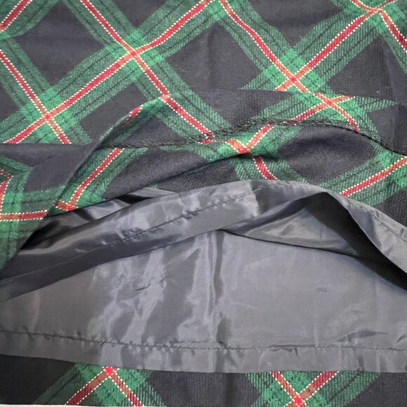 Talbots Women's Mini Skirt Green Navy Red Plaid Size 14P Side Zip Wool Blend - Picture 8 of 8